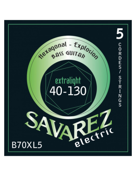 Juego Cuerdas Guitarra Baja 5 cdas Savarez Hexagonal B70XL5 040-130