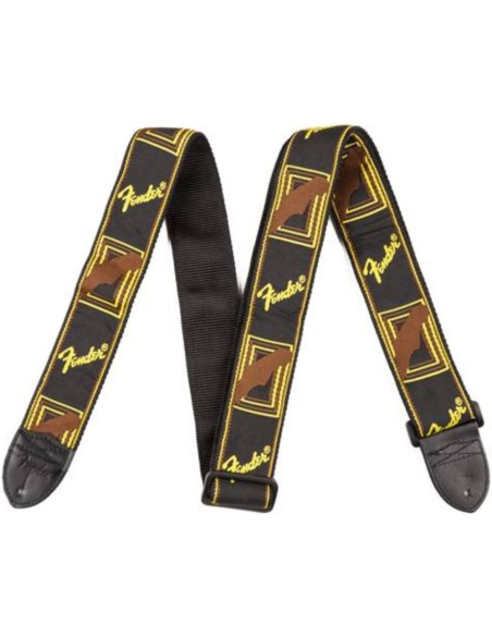Correa Fender 099-0681-000 Monogrammed Negra/Amarilla/Marrón 2"