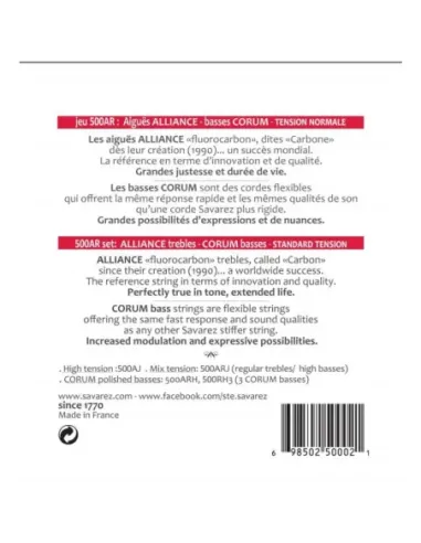 Juego Savarez Clásica Alliance Corum 500-AR