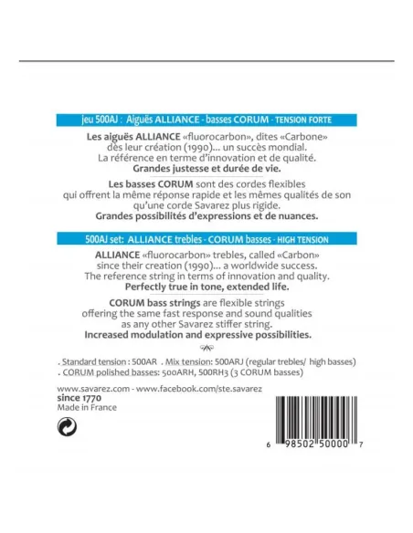 Juego Savarez Clásica Alliance Corum 500-AJ