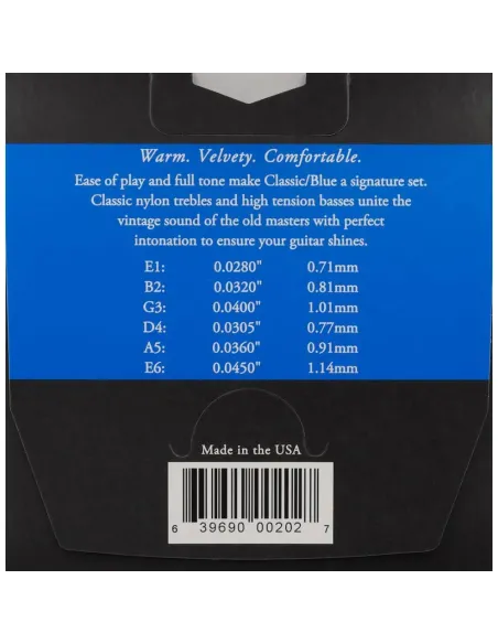 Juego Cuerdas Guitarra Clásica Augustine Azul