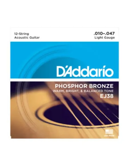 Juego 12 Cuerdas Guitarra Acústica D'Addario EJ-38 010-047