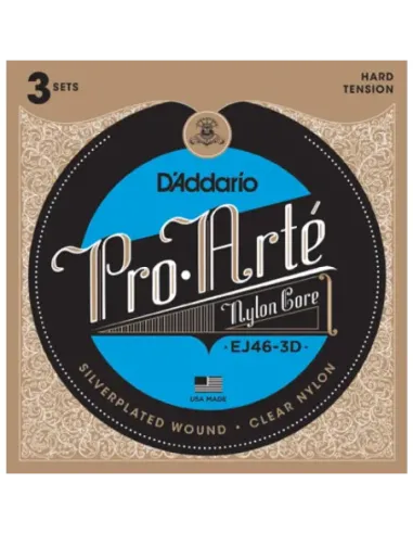Juego Cuerdas Guitarra Clásica D'Addario EJ-46-3D Tensión Fuerte