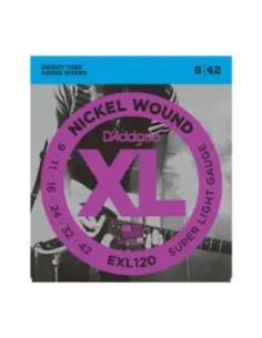 Juego Cuerdas Guitarra Eléctrica D'Addario EXL-120 009-042 2