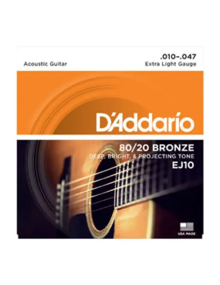 Juego Cuerdas Guitarra Acústica D'Addario EJ-10 010-047
