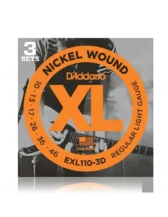 Juego Cuerdas Guitarra Eléctrica D'Addario EXL-110-3D 010-046 2
