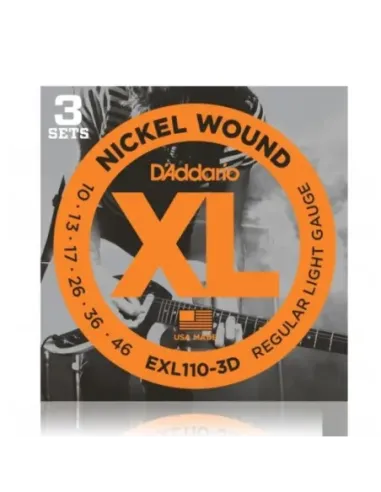 Juego Cuerdas Guitarra Eléctrica D'Addario EXL-110-3D 010-046