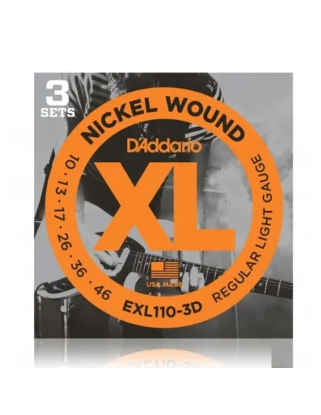Juego Cuerdas Guitarra Eléctrica D'Addario EXL-110-3D 010-046