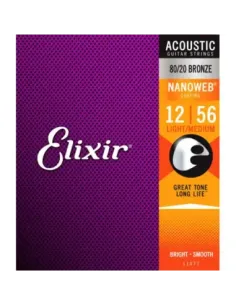 Juego Cuerdas Guitarra Acústica Elixir Nanoweb 11077 (12-56) 2