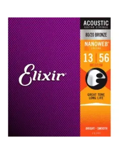 Juego Cuerdas Guitarra Acústica Elixir Nanoweb 11102 (13-56) 2