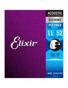 Juego Cuerdas Guitarra Acústica Elixir Polyweb 11025 (11-52) 2