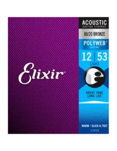 Juego Cuerdas Guitarra Acústica Elixir Polyweb 11050 (12-53) 2