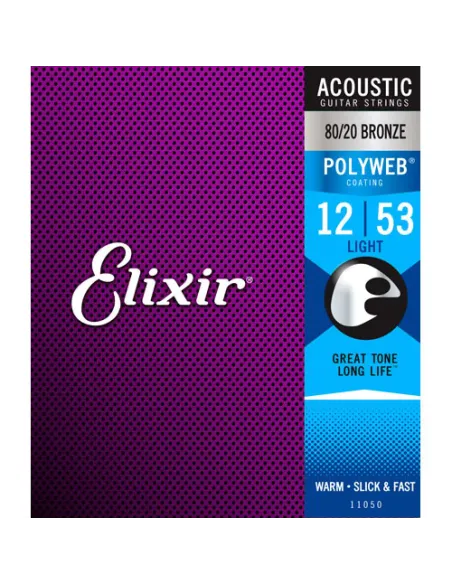 Juego Cuerdas Guitarra Acústica Elixir Polyweb 11050 (12-53)