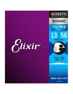 Juego Cuerdas Guitarra Acústica Elixir Polyweb 11100 (13-56) 2