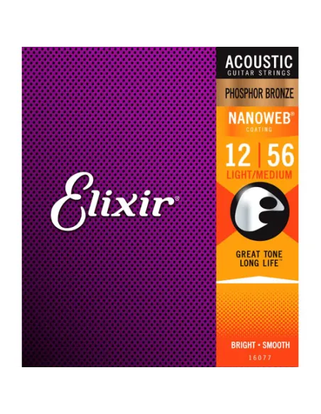 Juego Cuerdas Acústica Elixir Phosphor Nanoweb 16077 (12-56)