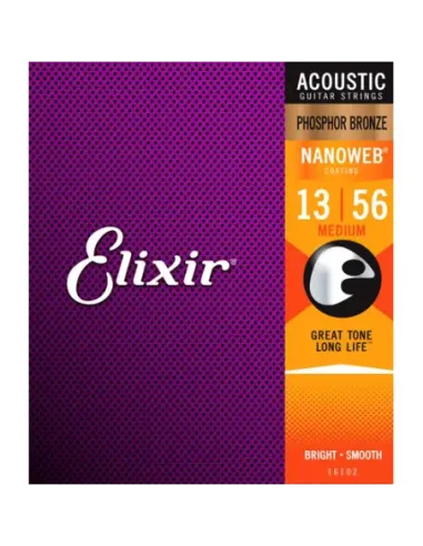 Juego Cuerdas Acústica Elixir Phosphor Nanoweb 16102 (13-56)