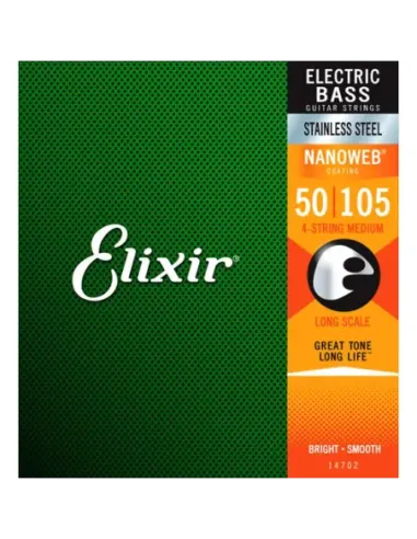 Juego 4 Cuerdas Bajo Elixir Stainless Steel 14702 (50-105)