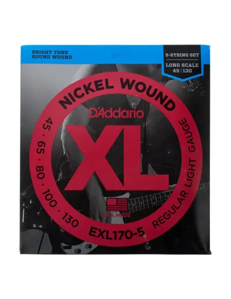 Juego Cuerdas Bajo 5 Cuerdas D'Addario EXL-170-5 045-130