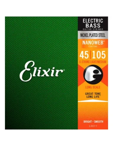 Juego Cuerdas Bajo Elixir Nickel 14077 (45-105)