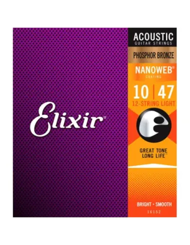 Juego 12 Cuerdas Acústica Elixir Nanoweb Phosphor bronze 16152 (10)