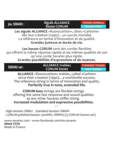 Juego Savarez Clásica Alliance Corum 500-ARJ