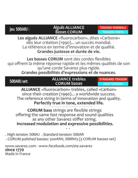 Juego Savarez Clásica Alliance Corum 500-ARJ