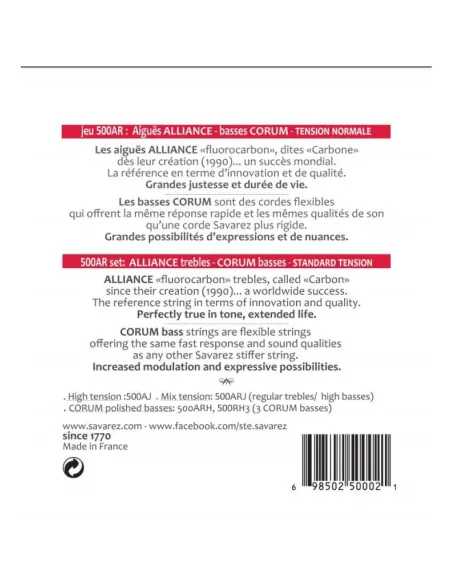 Juego Savarez Clásica Alliance Corum 500-AR