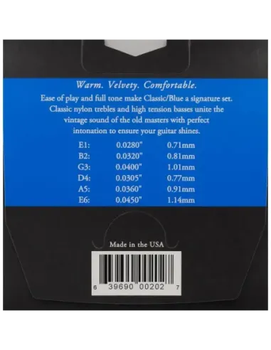 Juego Cuerdas Guitarra Clásica Augustine Azul