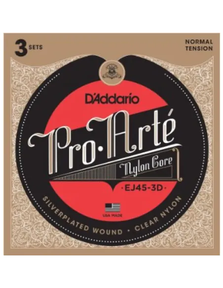 Juego Cuerdas Guitarra Clásica D'Addario EJ-45-3D Tensión Normal