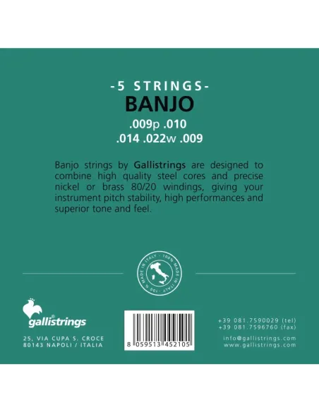 Juego Banjo 5 Cuerdas Galli G-210