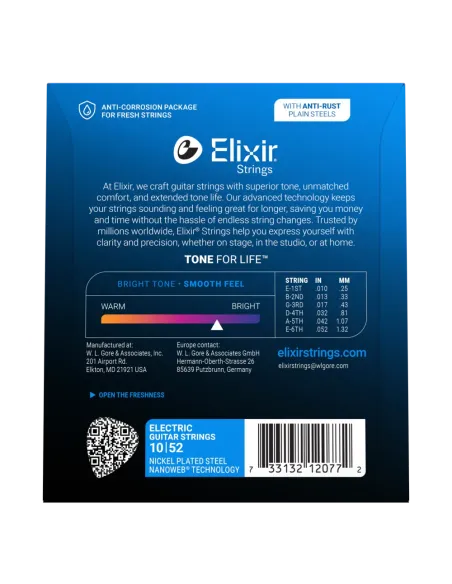 Juego Cuerdas Guitarra Eléctrica Elixir Nanoweb 12077 (010-052)