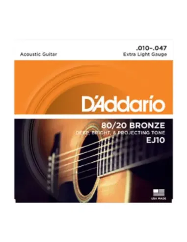 Juego Cuerdas Guitarra Acústica D'Addario EJ-10 010-047