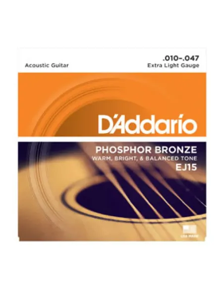 Juego Cuerdas Guitarra Acústica D'Addario EJ-15 010-047