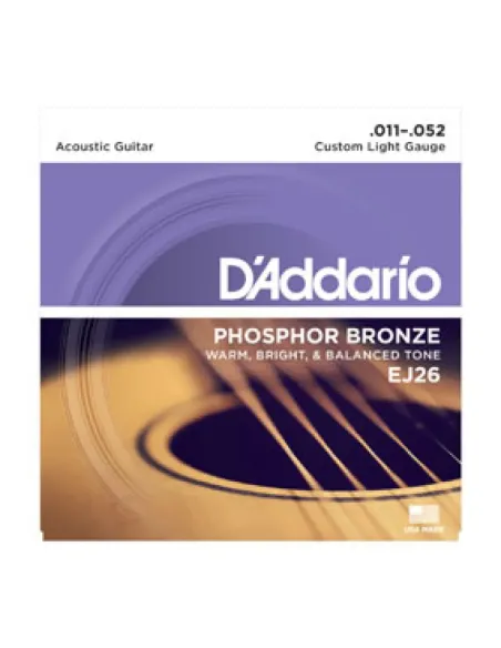 Juego Cuerdas Guitarra Acústica D'Addario EJ-26 011-052
