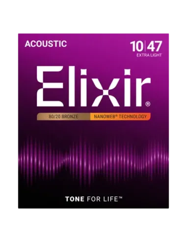 Juego Cuerdas Guitarra Acústica Elixir Nanoweb 11002 (10-47)