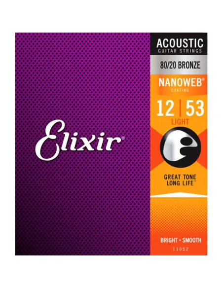Juego Cuerdas Guitarra Acústica Elixir Nanoweb 11052 (12-53)