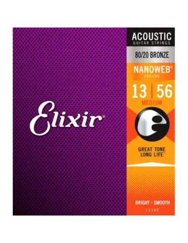Juego Cuerdas Guitarra Acústica Elixir Nanoweb 11102 (13-56)