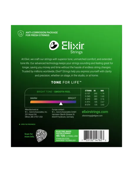 Juego 5 Cuerdas Bajo Elixir 14202 (45-130)