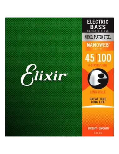 Juego Cuerdas Bajo Elixir Nickel 14052 (45-100)
