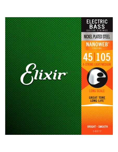 Juego Cuerdas Bajo Elixir Nickel 14077 (45-105)
