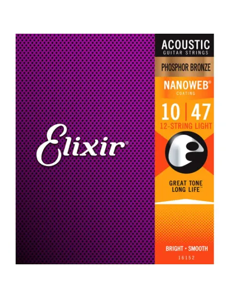 Juego 12 Cuerdas Acústica Elixir Nanoweb Phosphor bronze 16152 (10)