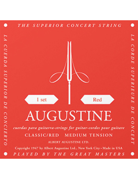 Juego Cuerdas Guitarra Clásica Augustine Roja