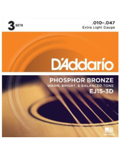 Juego Cuerdas Guitarra Acústica D'Addario EJ-15-3D 010-047