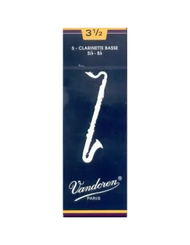 Caja 5 Cañas Clarinete Bajo Vandoren Tradicional 3½ azul