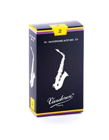 Caja 10 Cañas Saxo Alto Vandoren Tradicional 2 caja azul