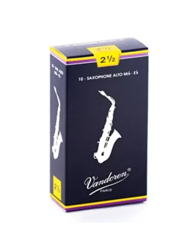 Caja 10 Cañas Saxo Alto Vandoren Tradicional 2½ caja azul