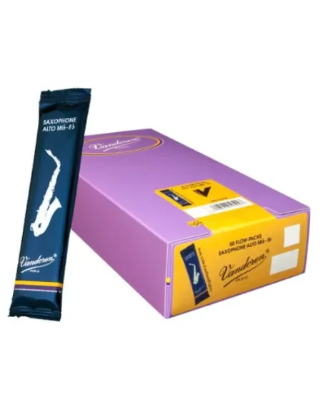 Caja 50 Cañas Saxo Alto Vandoren Tradicional 3 Flowpack
