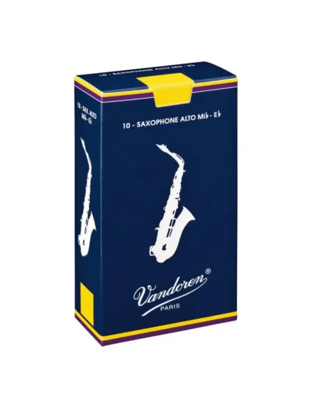 Caja 10 Cañas Saxo Alto Vandoren Tradicional 3½ caja azul