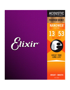 Juego Cuerdas Guitarra Acústica Elixir Ph Nanoweb HD 16182 (13-53)