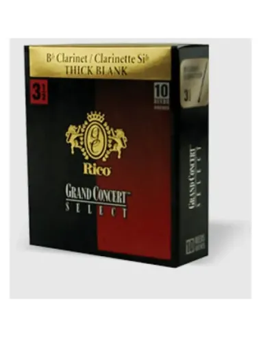 Caja 10 Cañas Clarinete Rico Gran Concert Select Thick Blank 2½